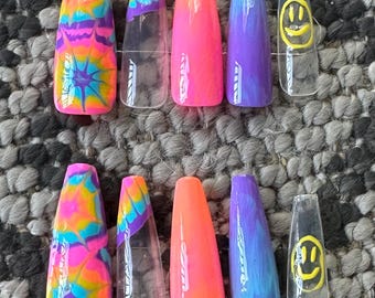 Trippy presson nails, Large length nails, Large finger nail size
