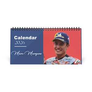 Marc Márquez 2026 Desk Calendar | Premium Spiral Bound MotoGP Star Photo Calendar | High Quality Collectible Gift for Racing Fans