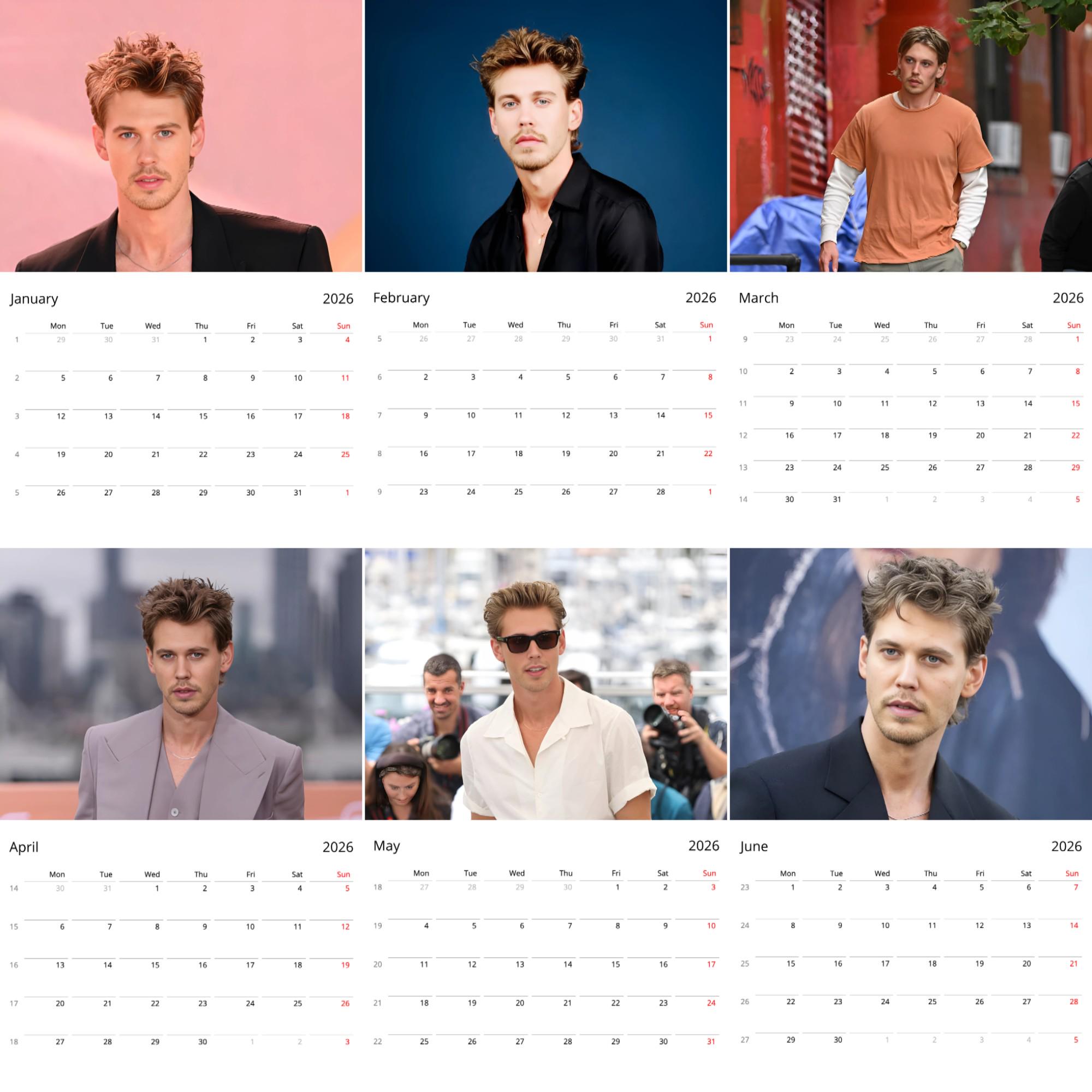 Austin Butler 2026 Wall Calendar – Hollywood Heartthrob Calendar ...