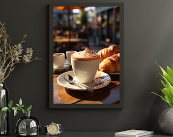 Cafe French Coffee Pastry Digital Wall Art Cartel descargable / Múltiples tamaños populares incluidos / Archivos JPG / Arte imprimible para cualquier espacio