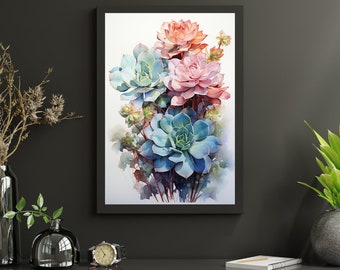 Digitale Kunst Natur Sukkulenten Kunst digitaler Download sofort druckbare Wandkunst Pflanze Sukkulenten Dekor Natur Dekor Wand Kunst Pflanze Wandkunst