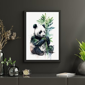 Watercolour Panda Watercolor Digital Wall Art Poster Download | Multiple popular sizes included | JPG files | Printable art for any space