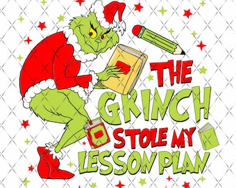 The Grin.c Stole My Lesson Plans Png, Grin.chmas Png, Funny Christmas Png, Retro Christmas Png, Pink Christmas Png,Christmas Png,Trendy Xmas