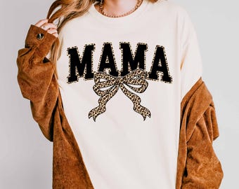 Mama Leopard Coquette Bow Png, Leopard Mama png, Mama Shirt Png, Retro Mama Png, Mothers Day Png, Sublimation Design, Cute Mama Png