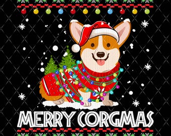 Corgi Christmas Png, Corgi With Christmas Lights Png, Merry Corgmas Png, Corgi Mom Png, Corgi Lover, Merry Woofmas Png, Dog Christmas Png