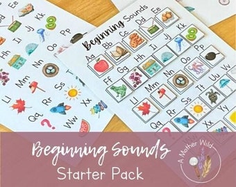 Beginning Sounds Starter Pack, Alphabet Practice, Homeschool Activity, Phonics Printable, Educational Game, Preschool Teacher Resource