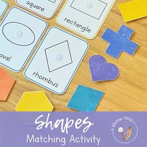 Shape Matching Activity, Educational Preschool Printable, Teacher Resource, Learning Game, Montessori Homeschool Kindergarten, Flashcards