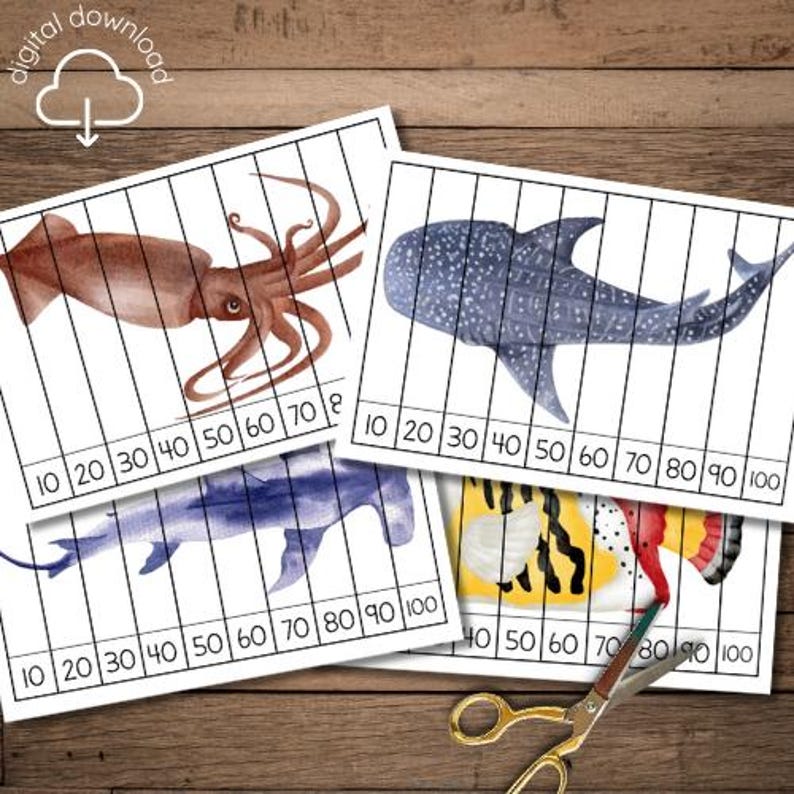 Ocean Number Sequencing Puzzles, Kids Math Activity, Preschool Toddler ...