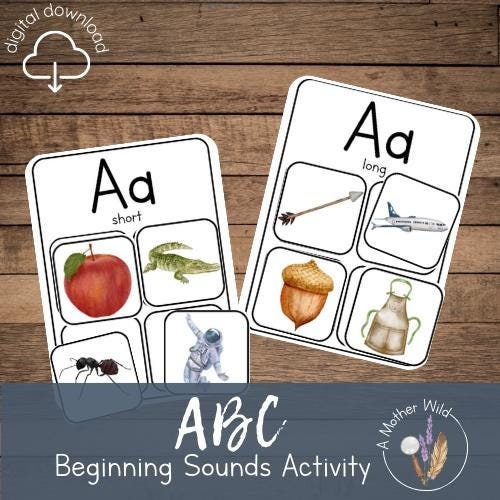 ABC Beginning Sound Matching Activity, ABC  Letter Game, Homeschool Montessori Alphabet Practice, Toddler Preschool Kindergarten Printable
