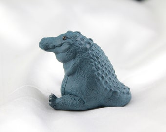 Blue Ceramic Crocodile Tea Pet - Chubby Crocodile - Best Gift