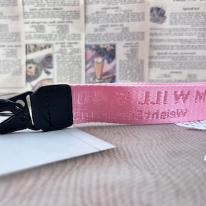 Light Pink OFF WHITE Spellout Zipper Pull or Keychain Lanyard GUC