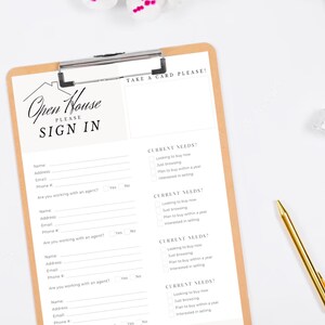 Modern Real Estate Open House Sign-In Sheet | Editable Canva Template | Realtor Printable Lead Capture Form