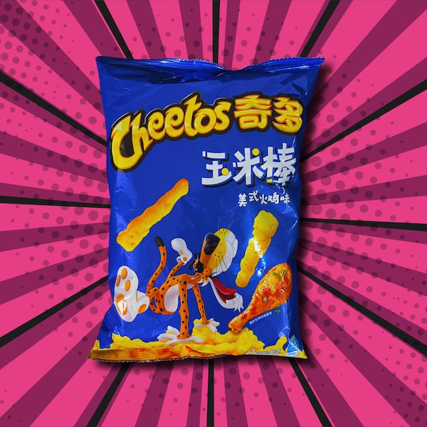 Cheetos American Turkey Flavor, Taiwanese Cheetos, Chinese Snacks, Limited Edition Cheetos, Asian Snacks, Exotic Snacks, Cheetos Flavors