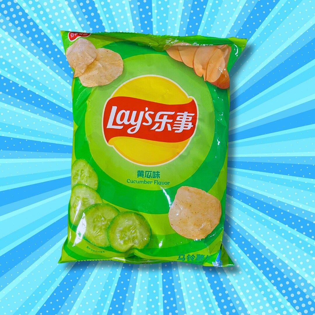 Lay's Cucumber Chips, Chinese Lays, Cucumber Flavor, Chinese Snacks Etsy