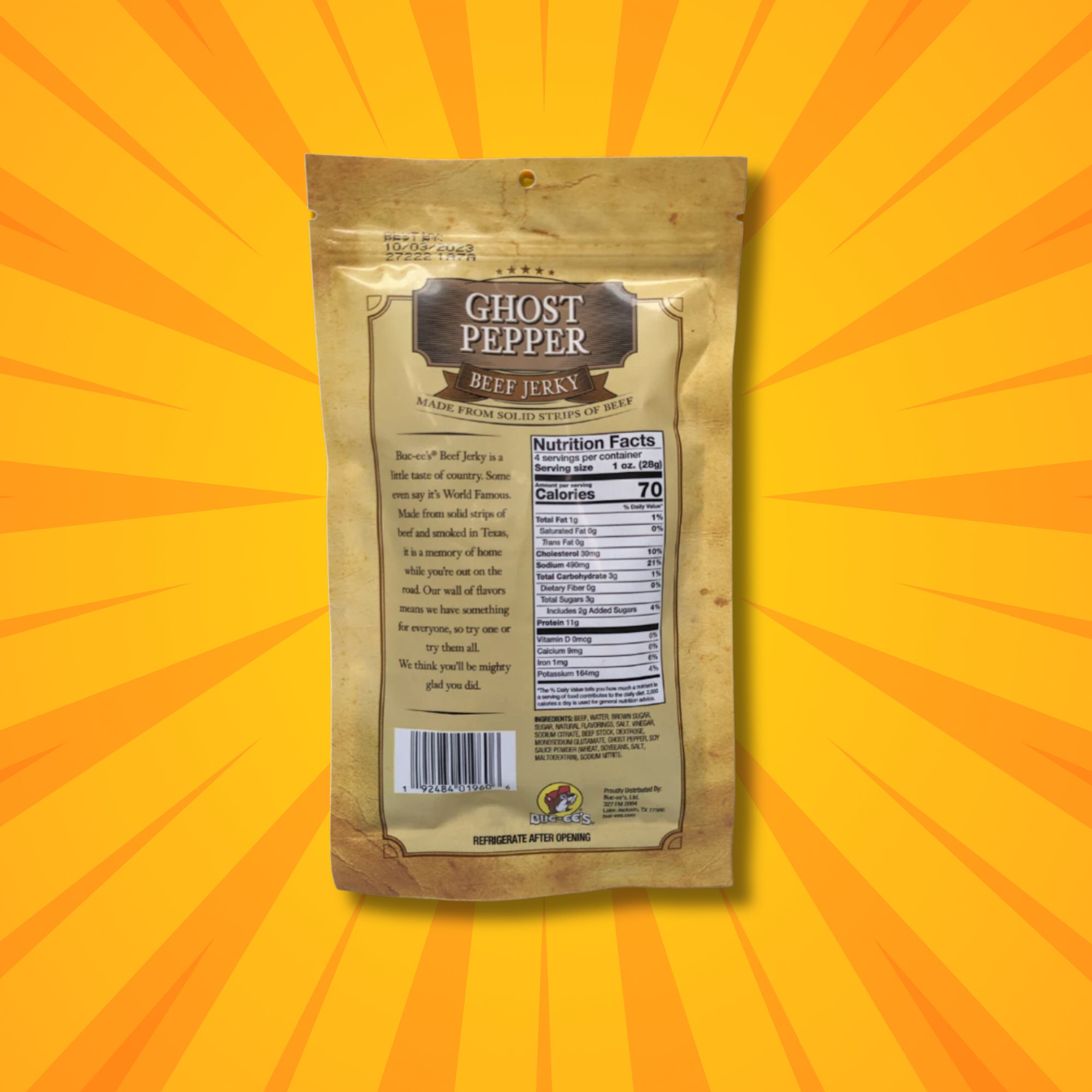 Bucee's Ghost Pepper Beef Jerky, 8 Oz 2 Bags, Bucee's Jerky, Texas