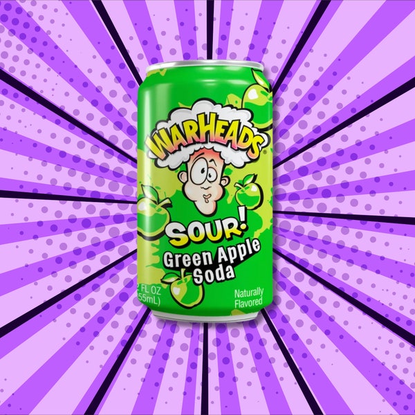 Green Apple Warheads Soda, Warheads Soda, Warhead Soda, Sour Soda, Warhead Drink, Warheads, Green Apple Soda, Soda