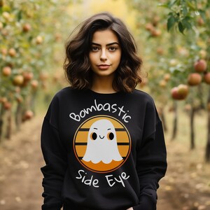 Cute Halloween Sweatshirt, Side Eye Halloween Shirt, Halloween Ghost Shirt