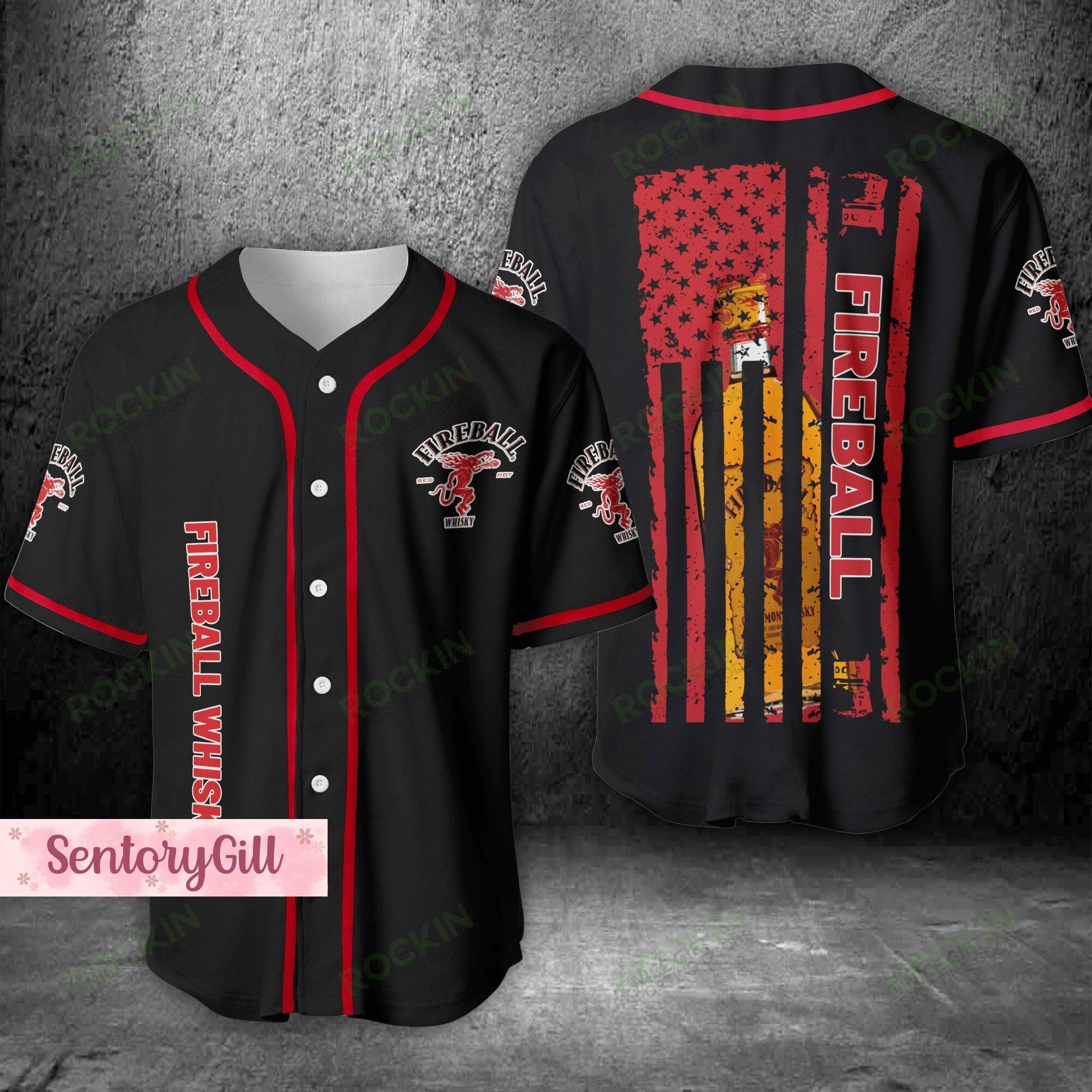 Fireball Whisky Jersey Fireball Baseball Jersey Fireball Etsy