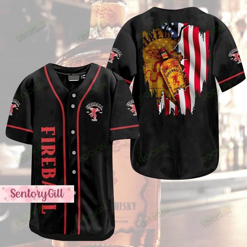 Fireball Baseball Jersey Fireball Whisky Jersey Shirt Etsy