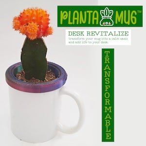 3D Printed Mug Planter Accessory | Fits 10-11oz Mugs, Desk Decor (PLA)