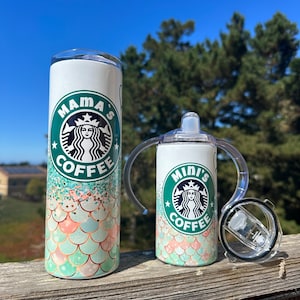 Juego de vasos inspirados en Starbucks para mamá e hija