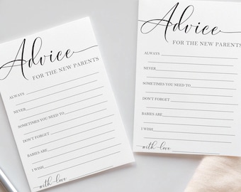 Minimalist Baby Advice Writing Cards, Printable Baby Shower Advice Card, Editable Advice for New Parents, Baby Wishes for Parents,A-1