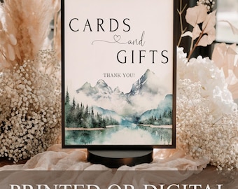 PRINTED or DIGITAL Mountain Cards and Gifts Sign Wedding Reception Table Sign, MN36