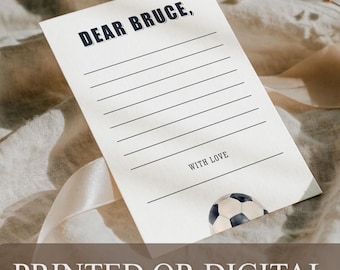 PRINTED or DIGITAL Soccer Time Capsule Letter Card Boy Birthday Message With Love, BO-1