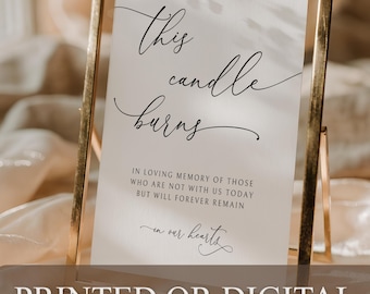 PRINTED or DIGITAL This Candle Burns Memorial Sign In Loving Memory Wedding Loved Ones, M1
