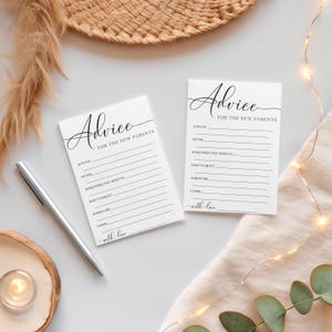 Minimalistische Baby Ratschläge Schreibkarten, druckbare Babyparty Ratschläge, bearbeitbare Ratschläge für neue Eltern, Babywünsche für Eltern, A-1