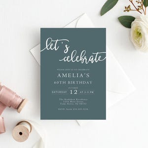Turquoise Birthday Party Invitation, Classic Birthday Invitation, Turquoise Birthday Invitation, Digital Birthday Invitation x5x7,BA86