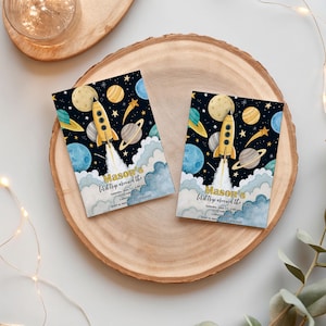 Space-Themed Birthday Invitation Card - Planets & Galaxy Cosmic Party Invite for Outer Space Celebration BK151