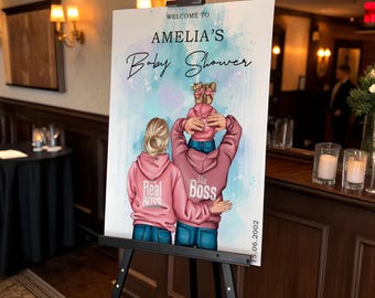 Baby Shower Welcome Sign, Mom And Daughter Baby Shower Poster, Matching Outfits Baby Shower Decor, Parents Baby Shower Sign,Printable, WS14