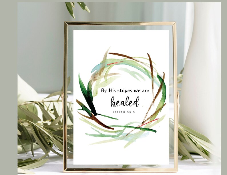 Isaiah 53:5 NKJV by His Stripes We Are Healed, Bible Verse Wall Art ...