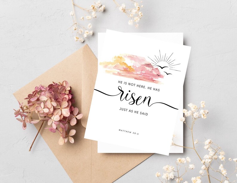 Matthew 286 NIV, He is Not Here He Has Risen, Bible Verse Wall Art