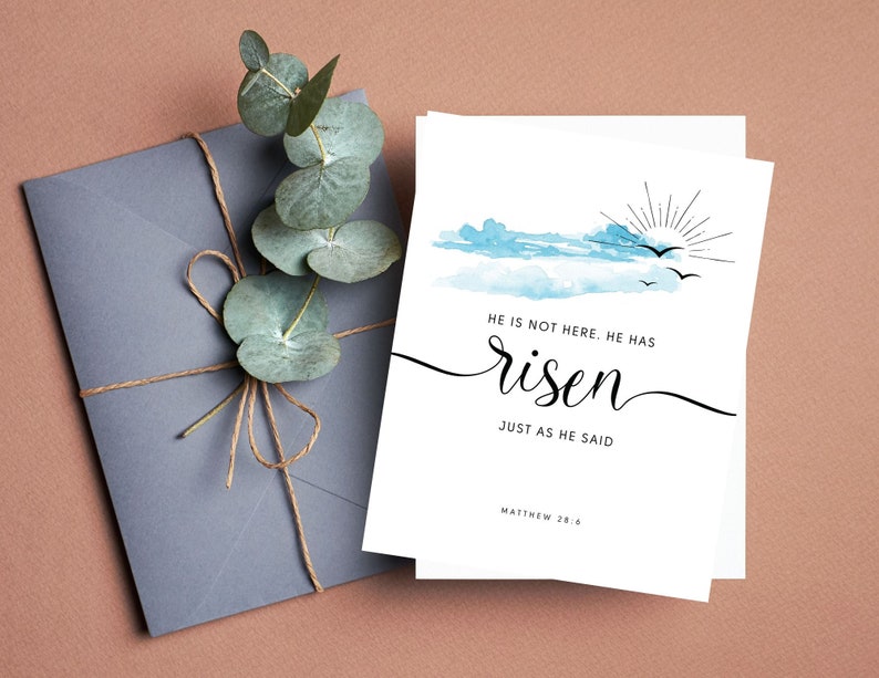 Matthew 286 NIV He is Not Here He Has Risen, Bible Verse Wall Art