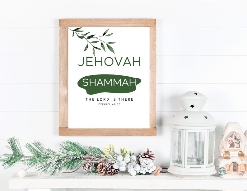 Jehovah Shammah Christian Names of God Print Ezekiel 48:35 Bible Verse Wall Art Printable ...