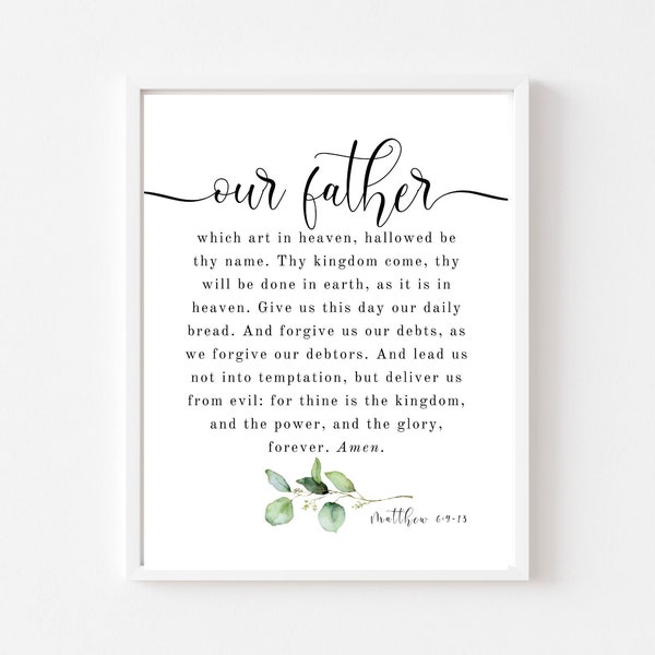 The Lord S Prayer Print Matthew 6 9 Kjv Bible Verse Etsy