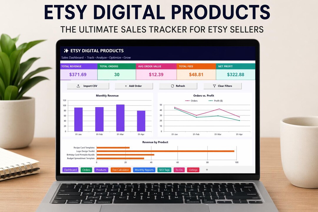 Etsy Seller Dashboard Excel | Sales Tracker | Fee Calculator | Digital ...