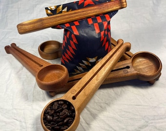 Wood Coffee Scoop and Bag Clip – 2 Tablespoon