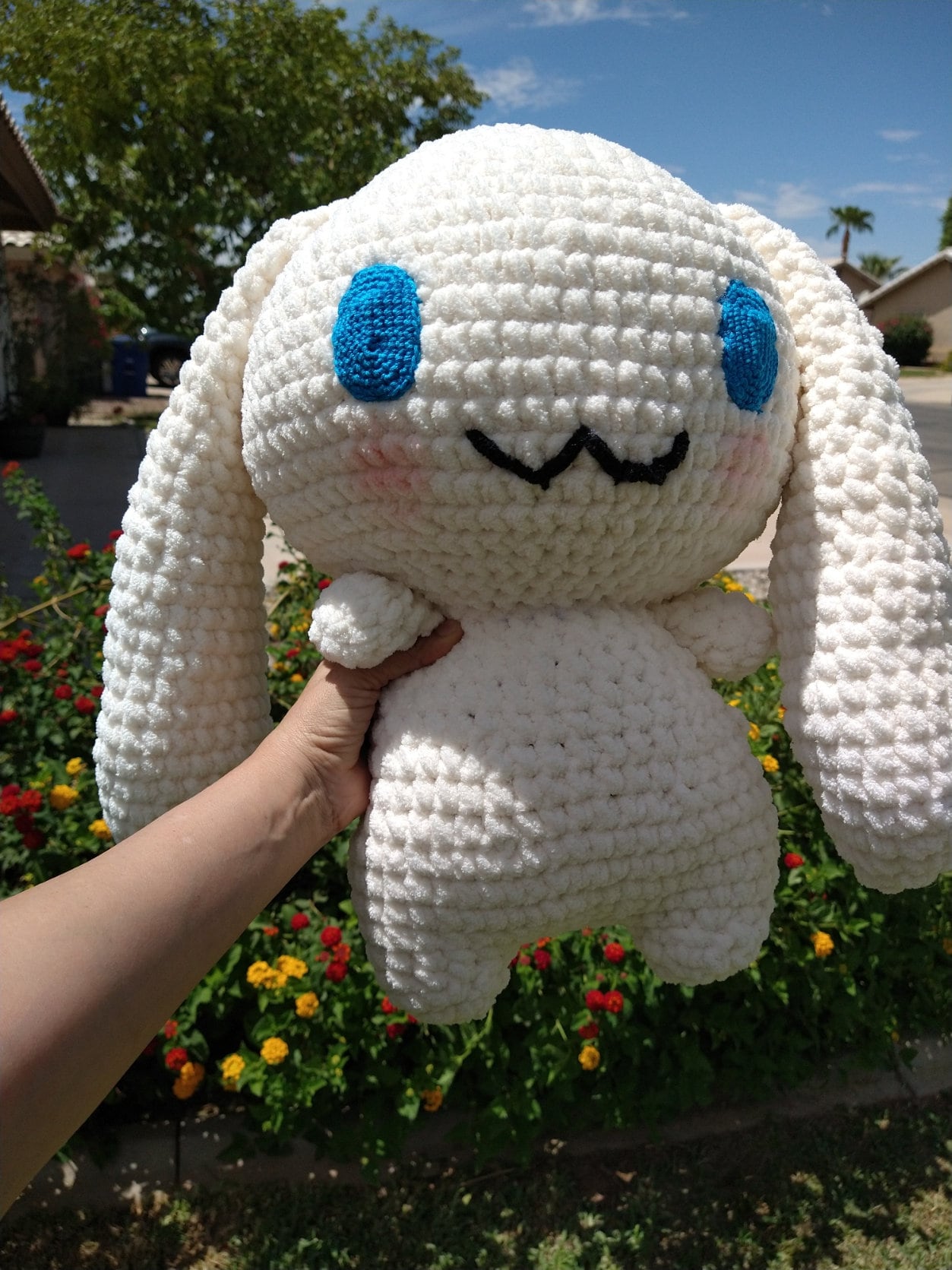 Jumbo Crochet Cinnamoroll Plushie, Handmade Kawaii Sanrio Doll