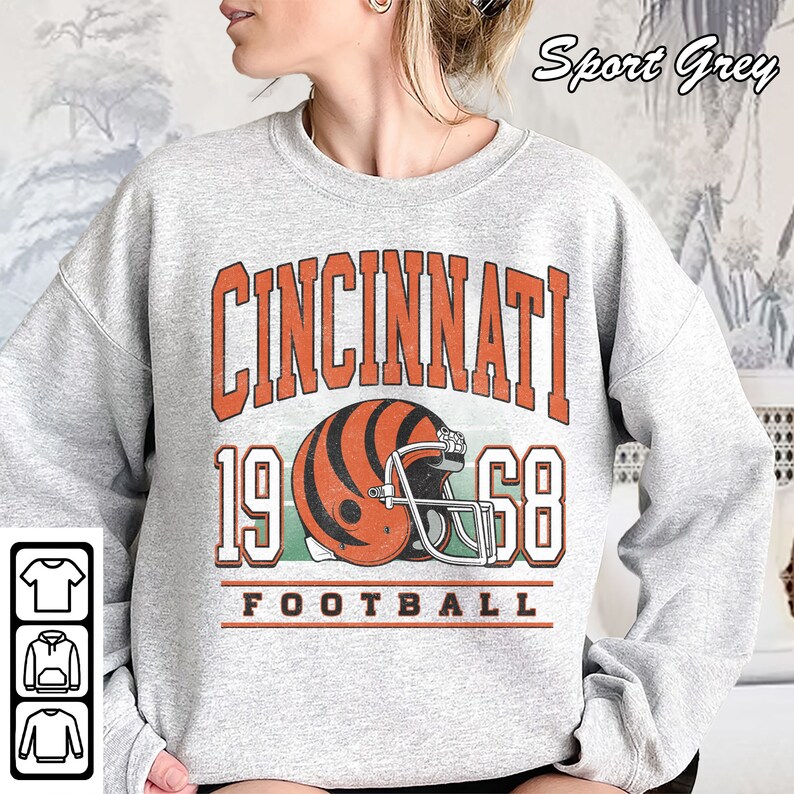 Retro Cincinnati Bengals Sweatshirt, Vintage Cincinnati Football Crewneck, Football Sweatshirt, Cincinnati Bengals Shirt, Football Fan Gifts image 1