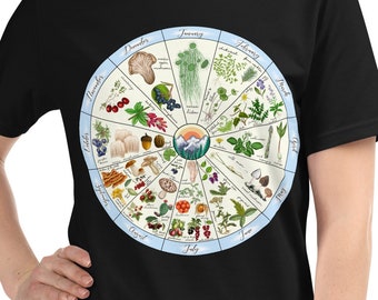 Foraging Plants of Colorado - Botanical Black Organic Eco Cotton T-Shirt, Gift for Plant Lovers | Sboccio Designs