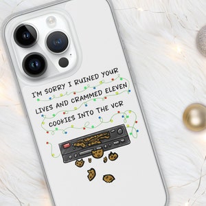 Elf Movie Clear iPhone®-skal: Jag är ledsen att jag förstörde era liv, illustration med videokakor, festligt jultelefonskal, jultelefonskal