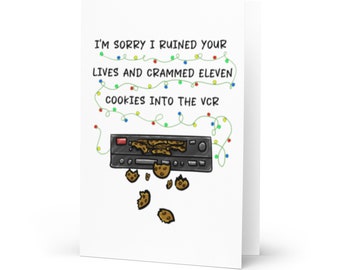 Elf Christmas Card: Vintage Design with Playful Cookie Scene - Greeting Card | Sboccio Designs