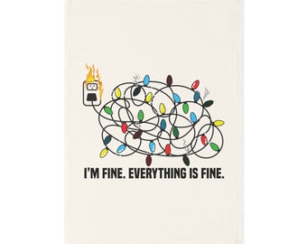 I'm Fine Christmas Light Organic Cotton Tea Towel | Sboccio Designs