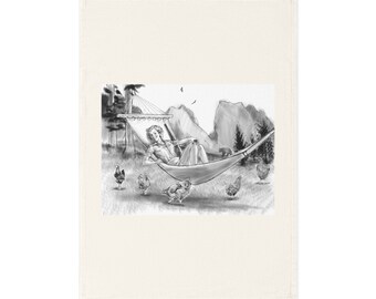 Pinup Inspired 'Monochrome Meadows' Organic Cotton Tea Towel | Sboccio Designs