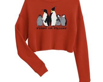 Fight or Flight Penguin Family Crop Sweatshirt | Sboccio Designs