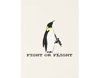 Fight or Flight Penguin Cotton Tea Towel | Sboccio Designs