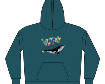 Whale Carrying Heart-Shaped Balloons Hoodie | Sboccio